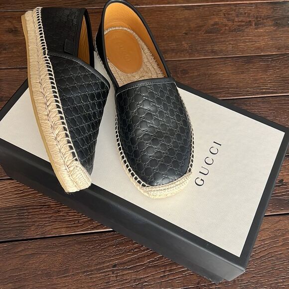 NIB Gucci Black GG Guccissima Leather Espadrille - Picture 3 of 16